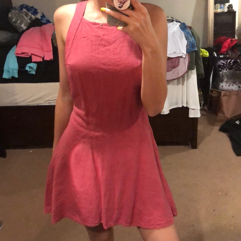 Red dress.
